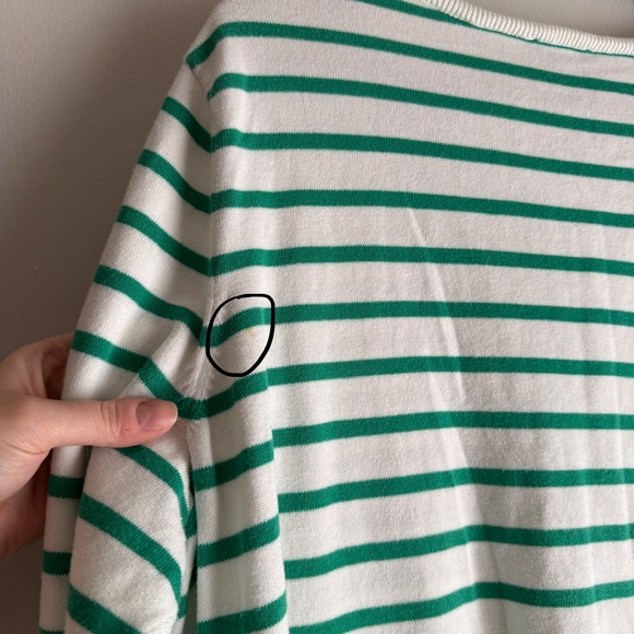 Talbots Button Front Cardigan Green and White Stripe Bicycle Women’s Size 2X - Picture 7 of 9